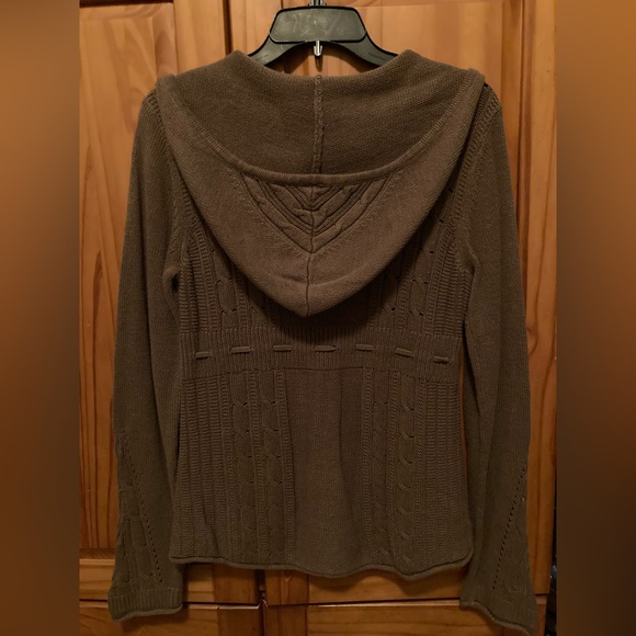 DKNY Soft brown Cinced tied waist drop hooded sweater long sleeve - Picture 2 of 4